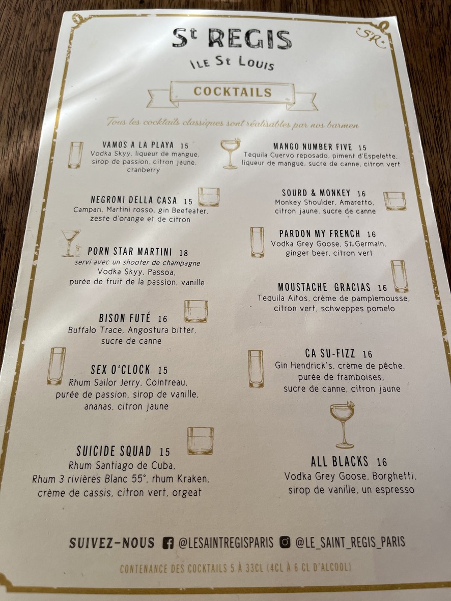 Le Saint-Regis - Paris menu 4