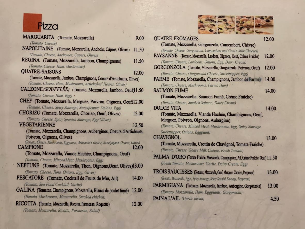 Dolce Vita menu 1