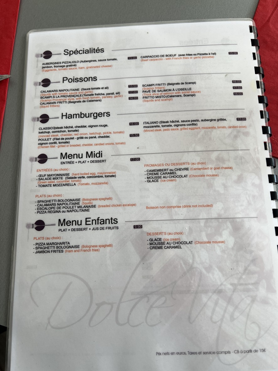 Dolce Vita menu 3