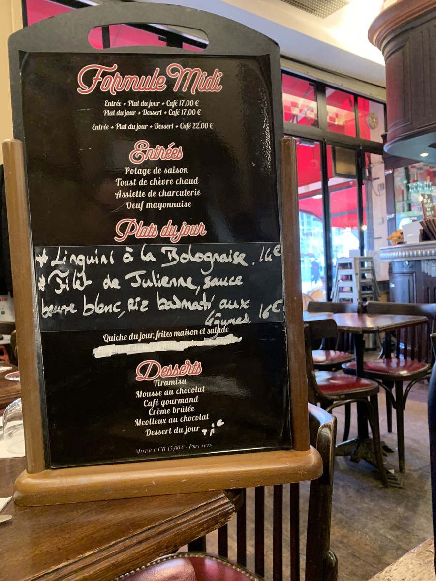 Bar du Marché des Blancs Manteaux menu 2