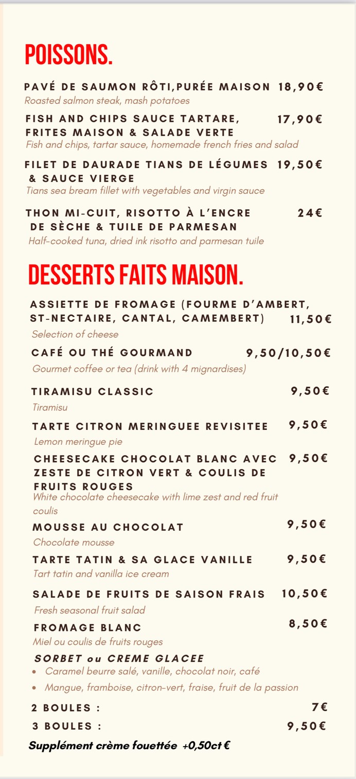 La Terrasse De l'Arche menu 4