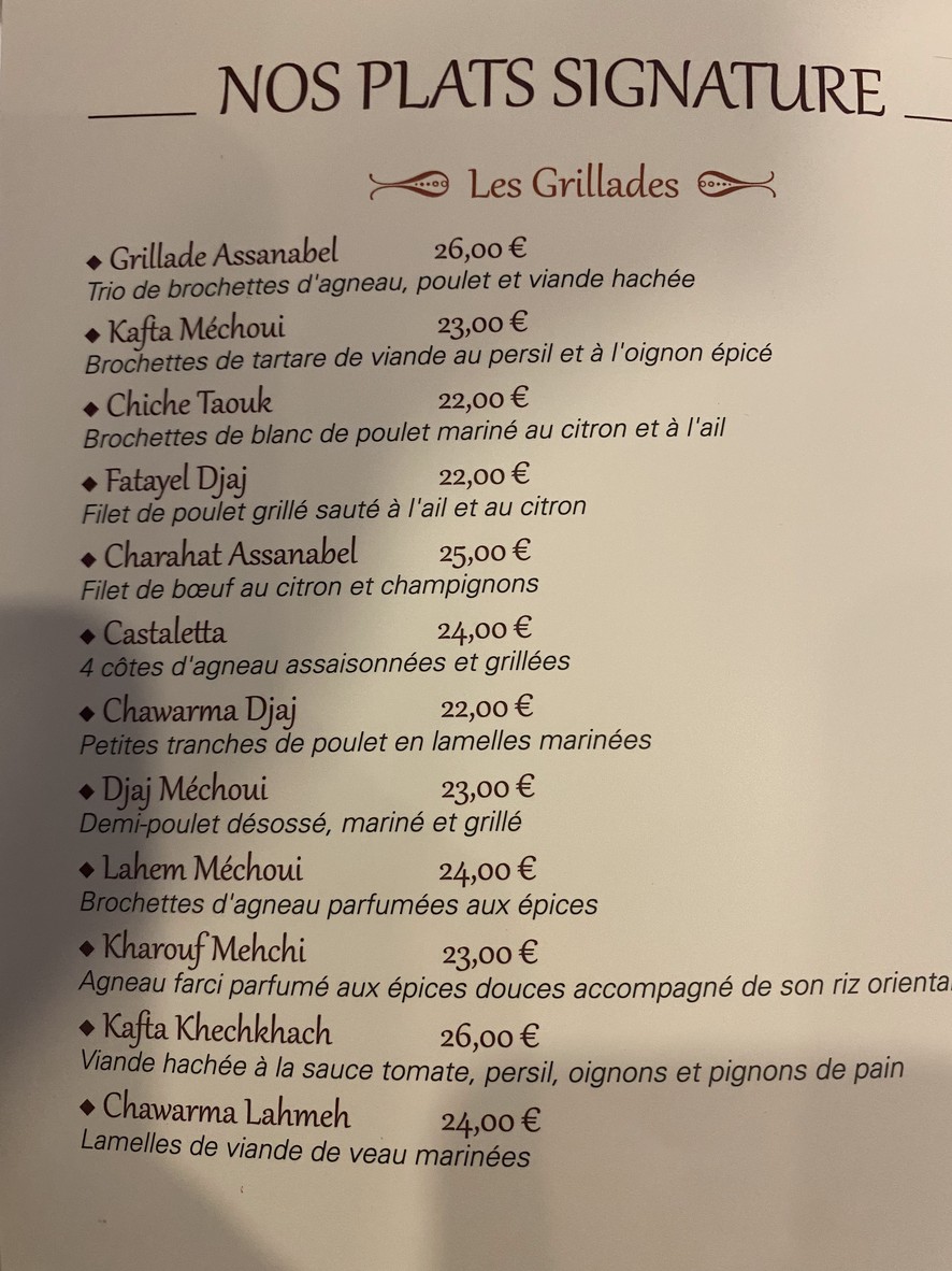 Assanabel Paris - Alésia menu 5