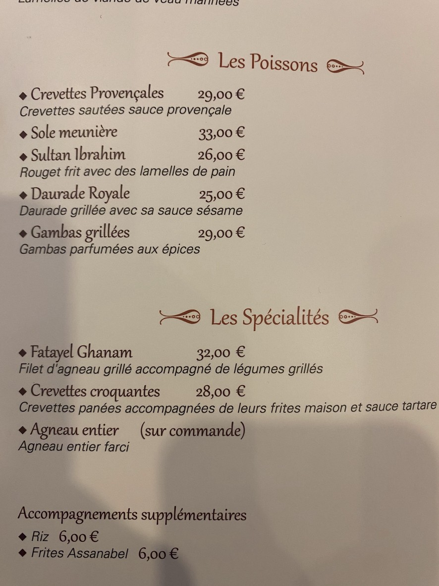 Assanabel Paris - Alésia menu 6