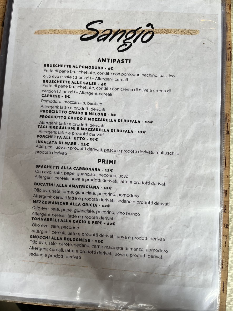 Sangio' - L'Antico Forno menu 1