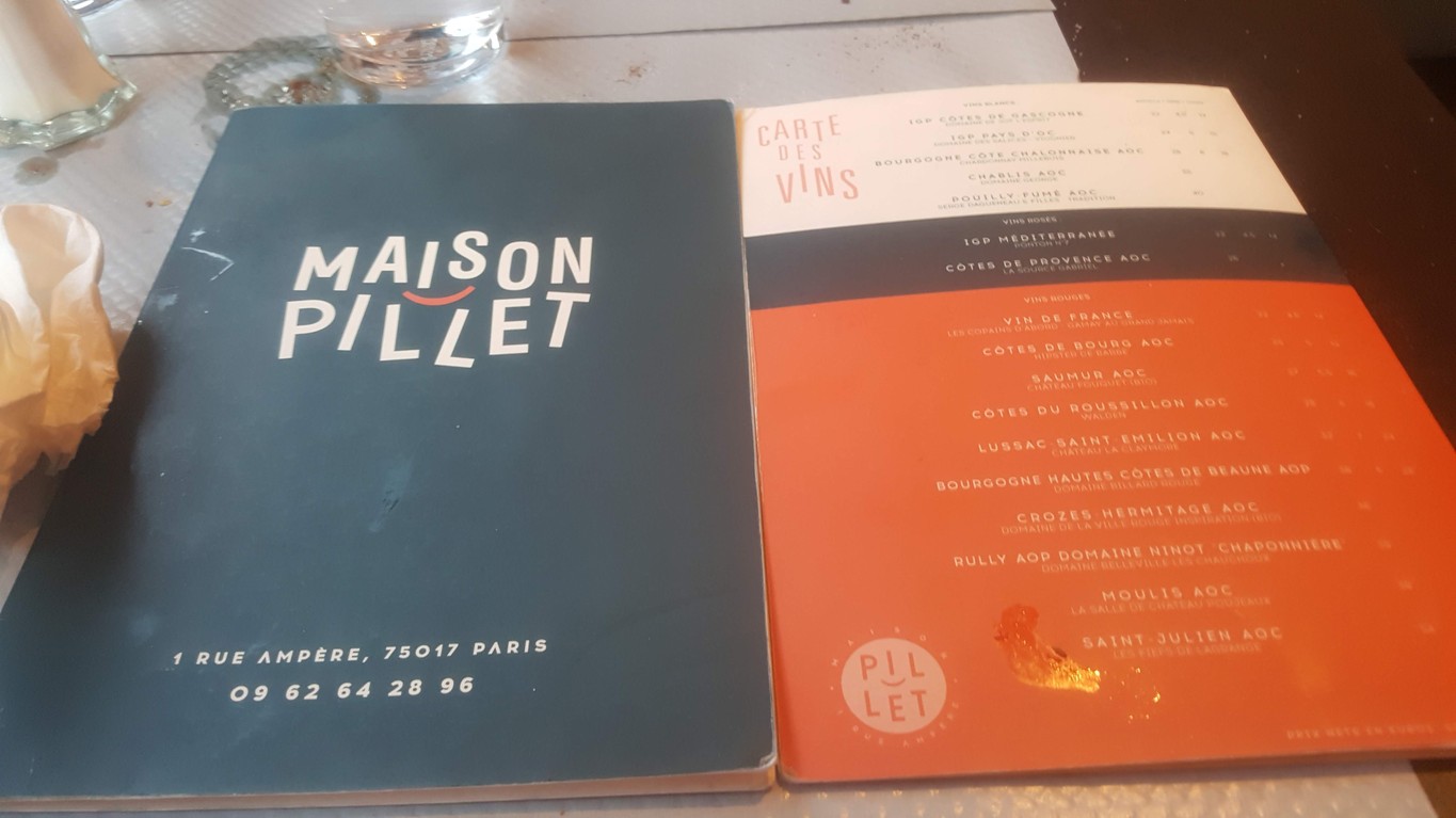 Maison Pillet menu 1