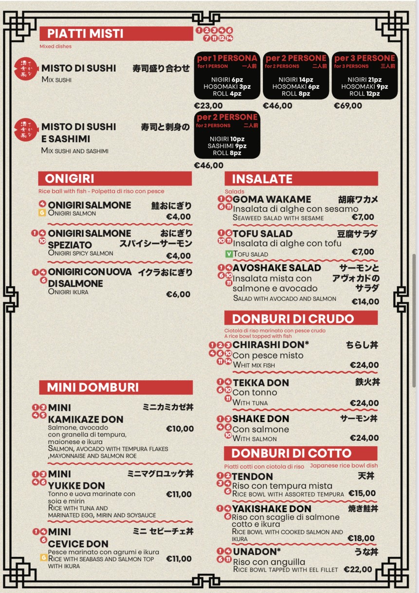 Sakana Sushi menu 1