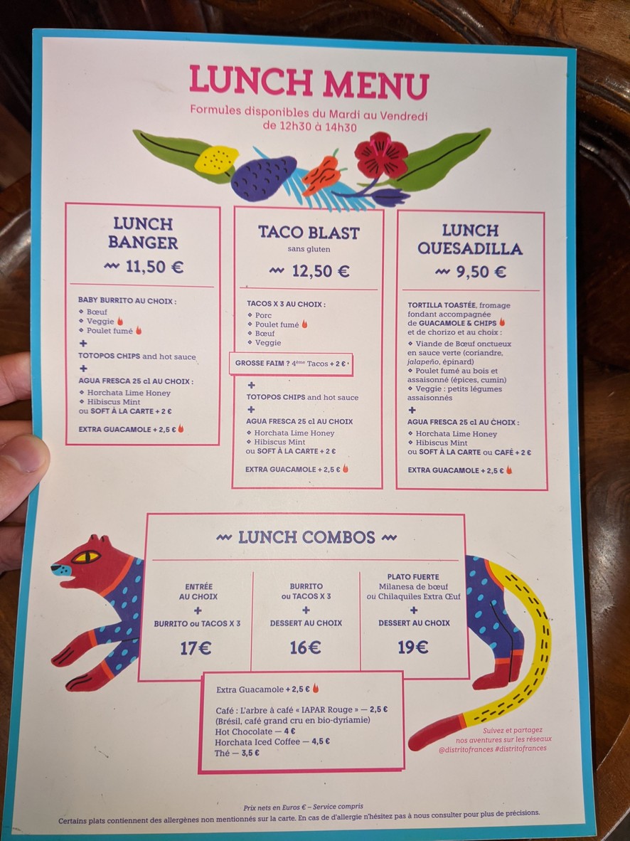 Distrito Francés Saint Martin menu 2