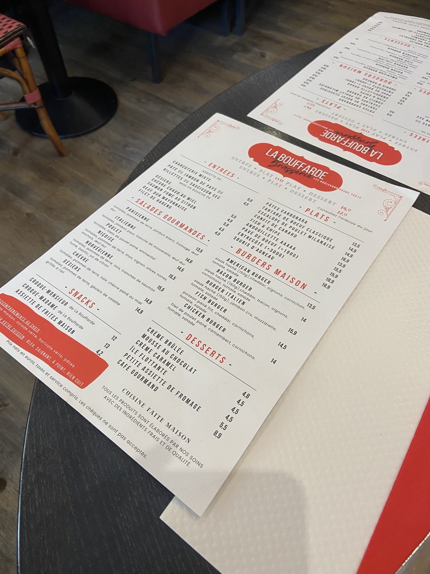La Bouffarde menu 1