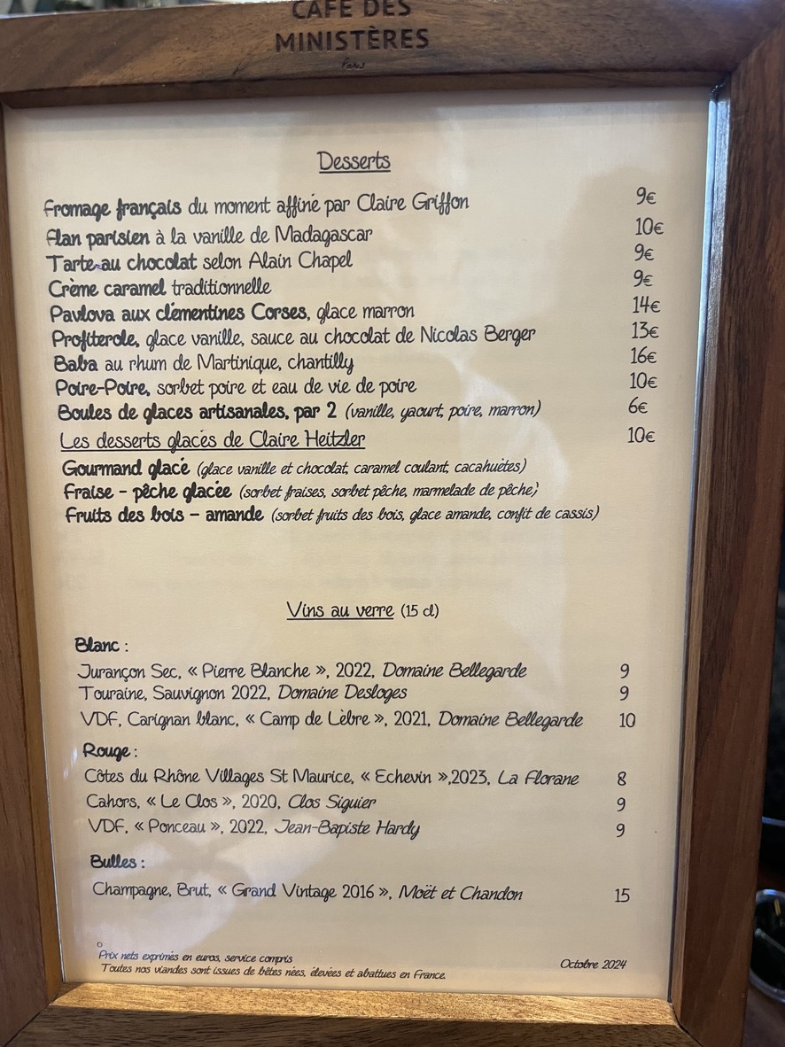 Café des Ministères menu 2