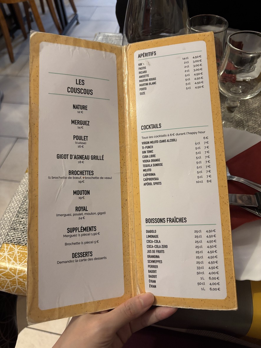 Chez Mamane menu 1