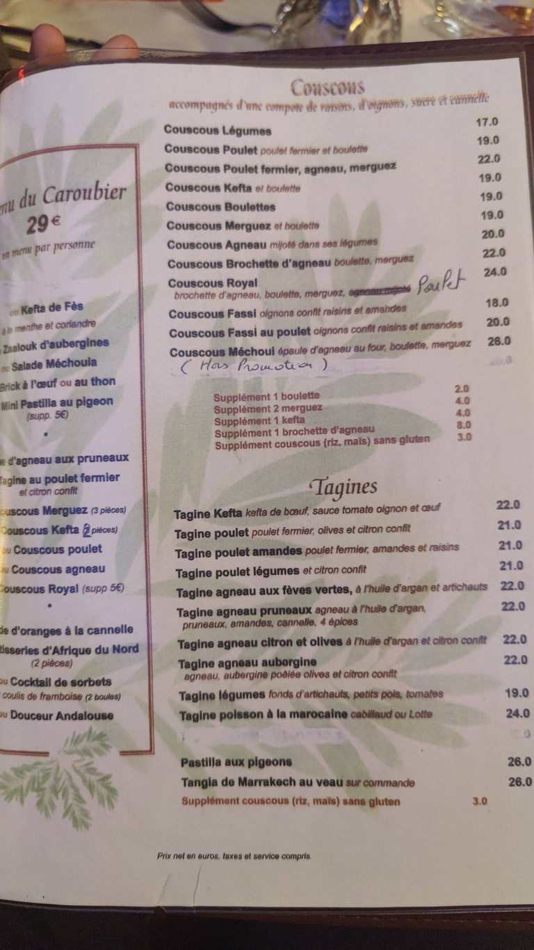 Le Caroubier menu 2