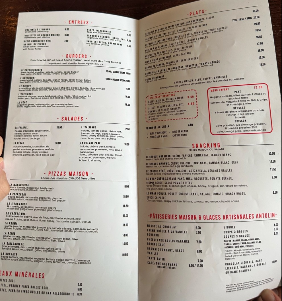 ERNEST BRASSERIE menu 1