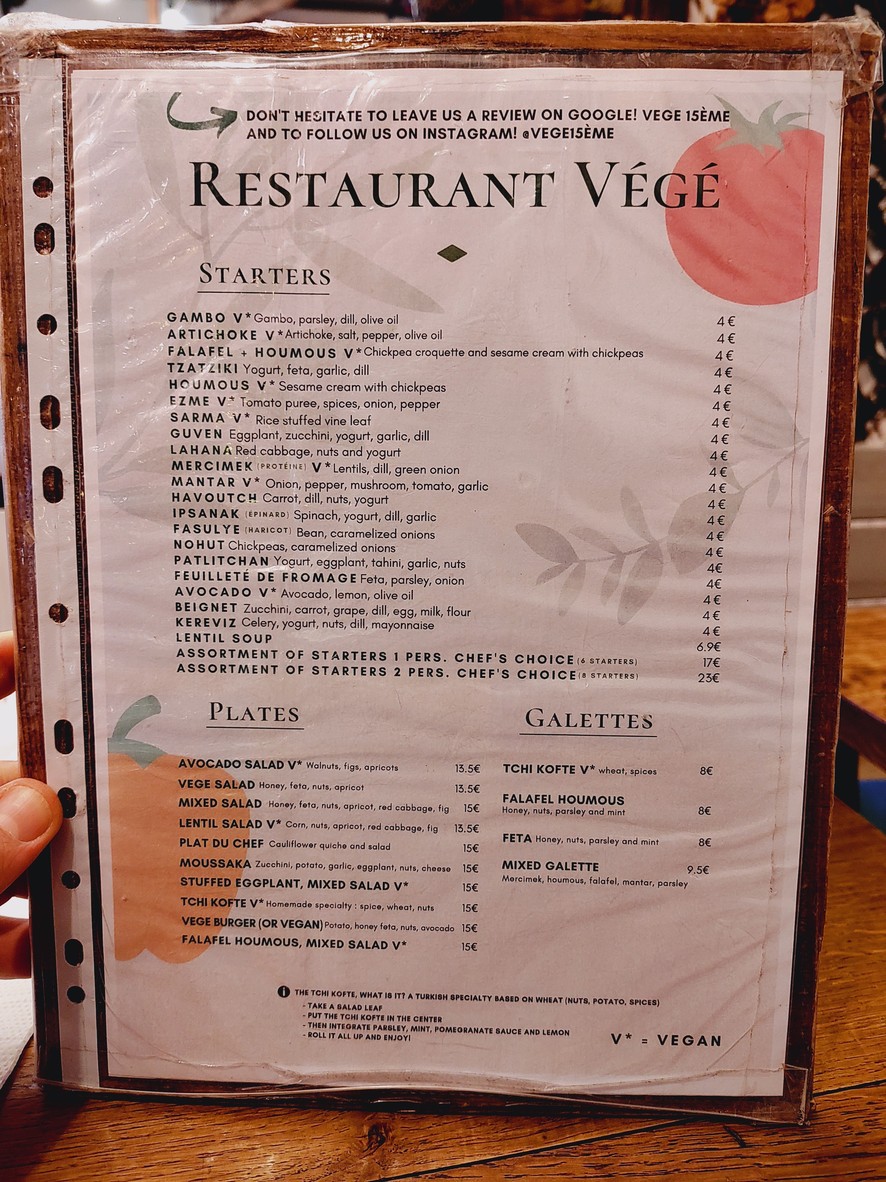 Restaurante VEGE menu 1