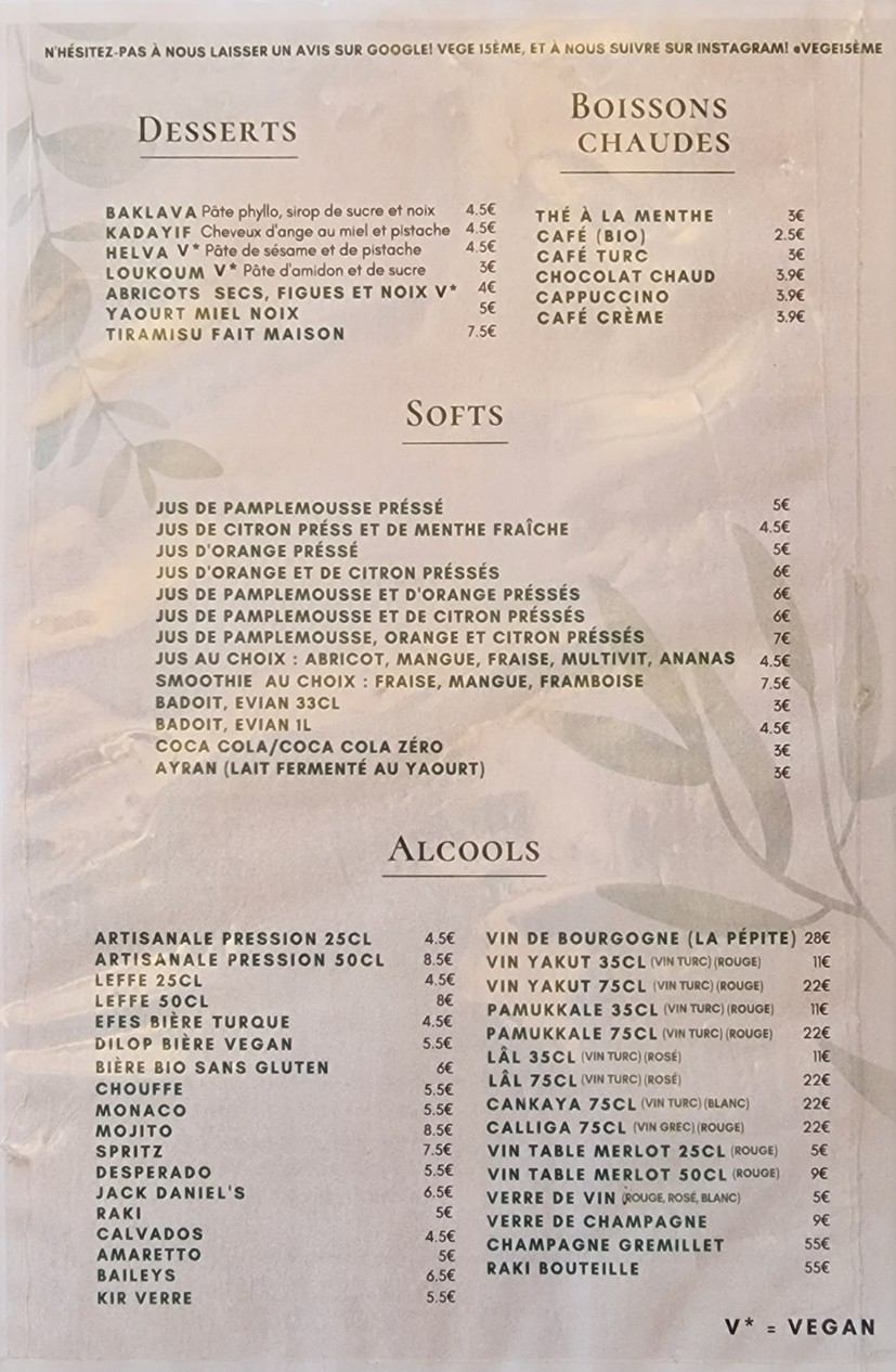 Restaurante VEGE menu 2