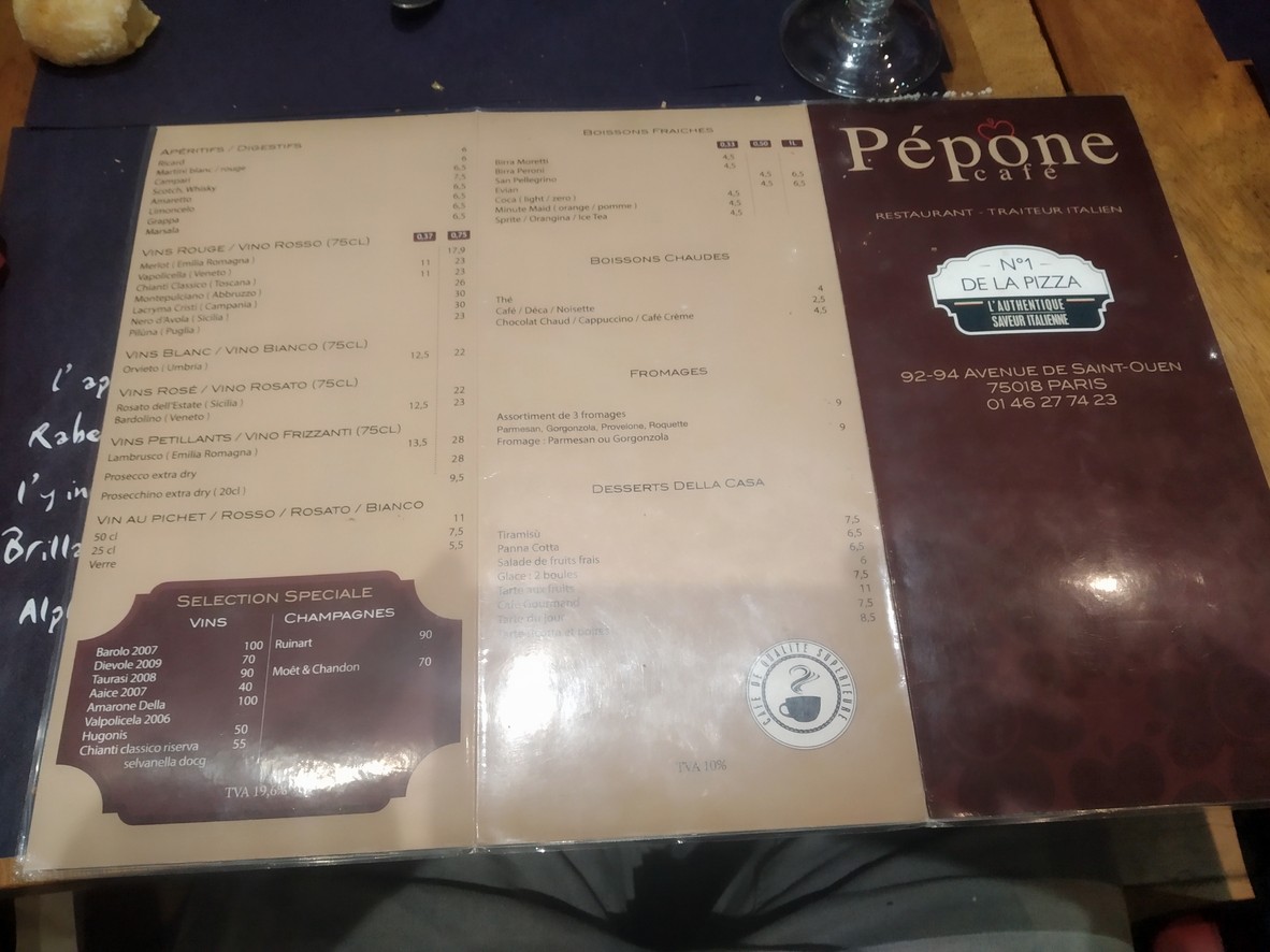 Pepone Pizza - Pizzeria Paris 18 menu 2