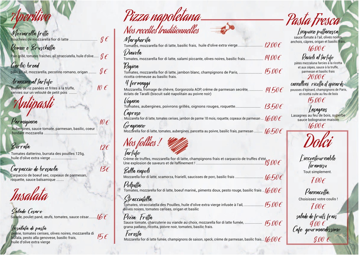 Alla follia ! menu 1