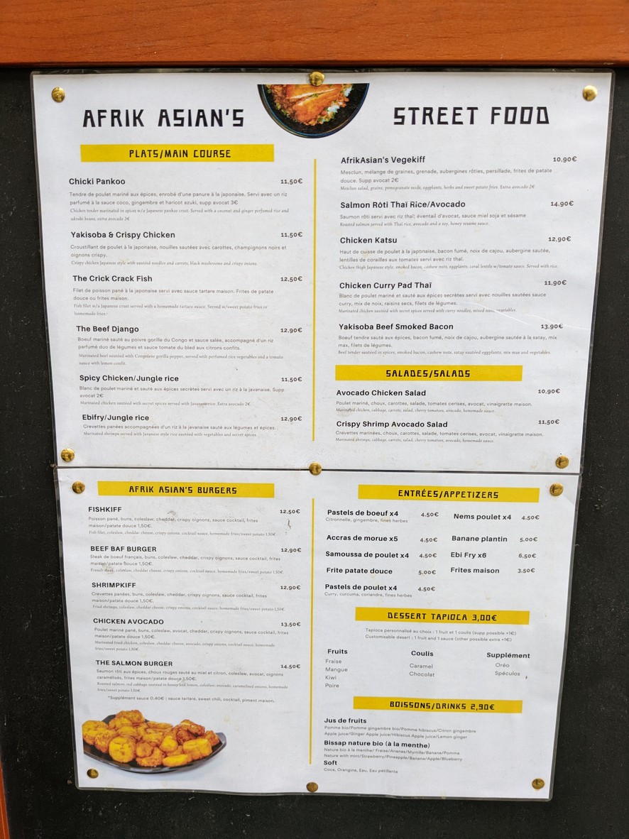 AFRIK ASIAN ORIGINAL’S menu 1