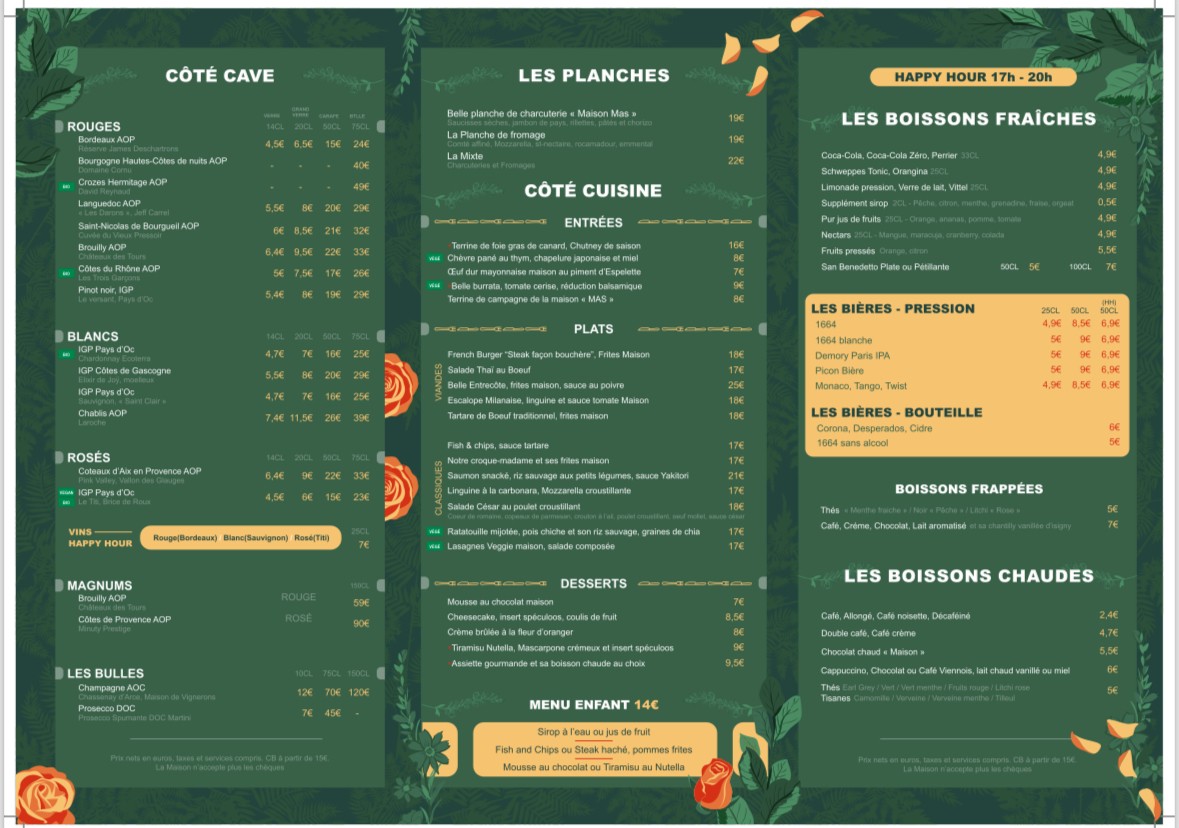 Le Passage menu 2