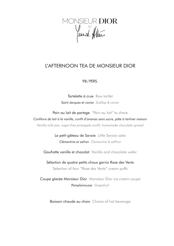 Monsieur Dior menu 4