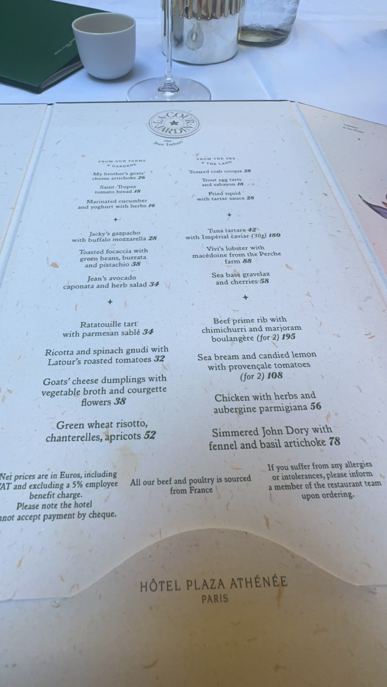 La Cour Jardin menu 1