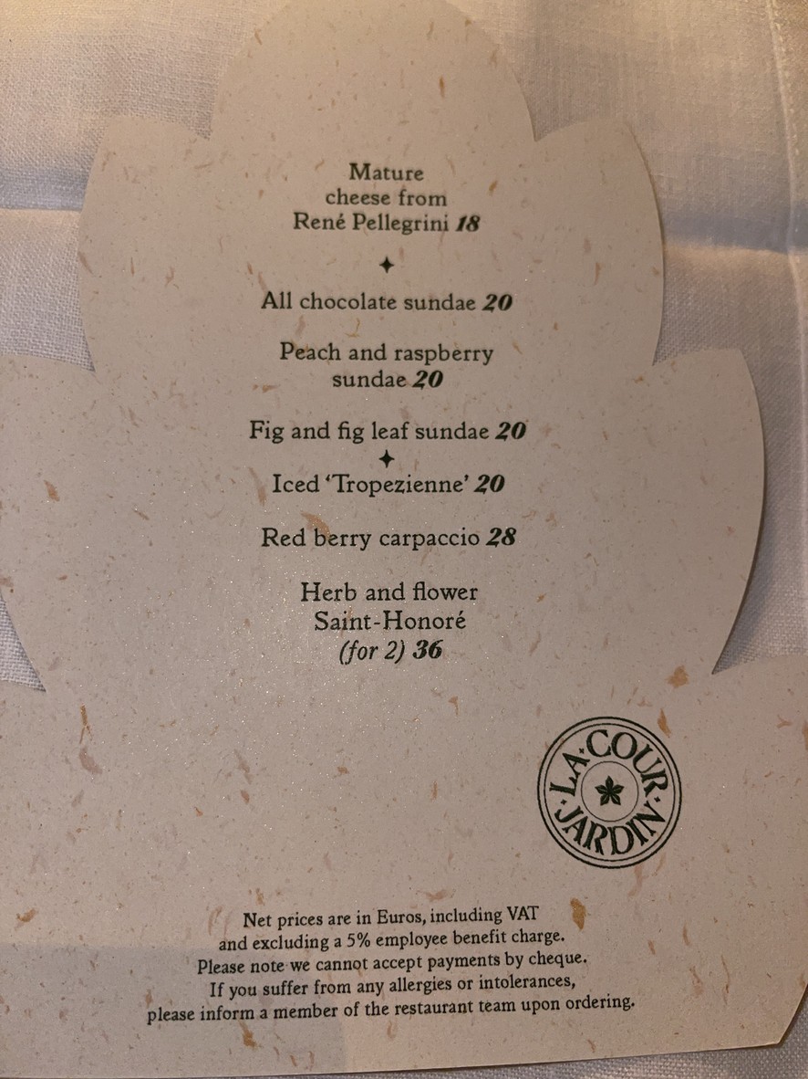 La Cour Jardin menu 2