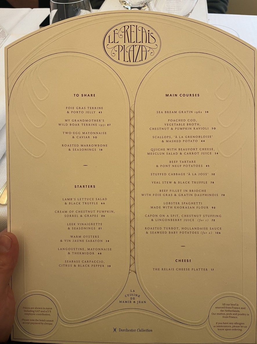 Le Relais Plaza menu 2