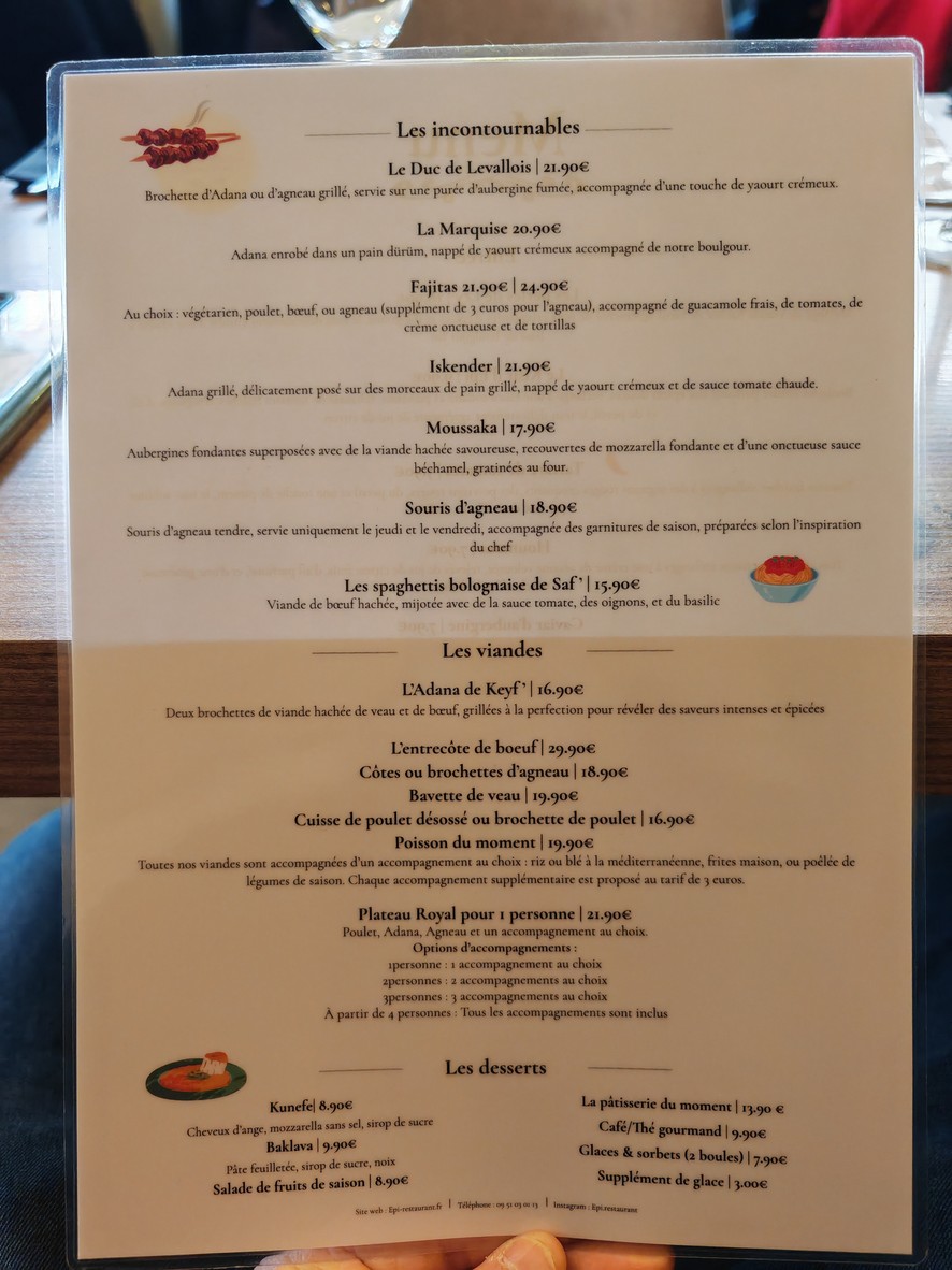 Epi Restaurant menu 2