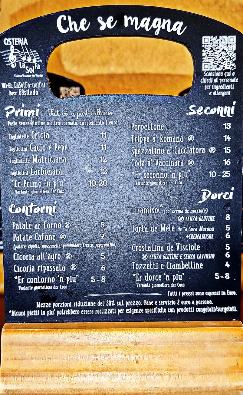 Osteria La Sol Fa menu 1