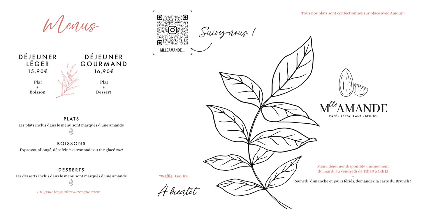 Mlle Amande menu 1