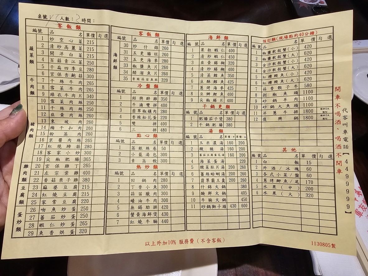 Táiběi guójūn yīngxióng guǎn jūn yǒu cāntīng menu 1