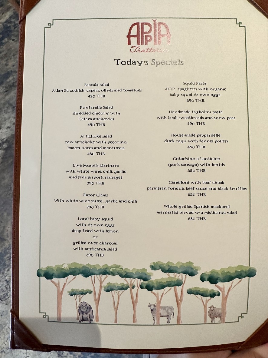 Appia Trattoria menu 2