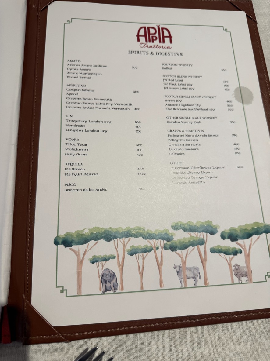 Appia Trattoria menu 4