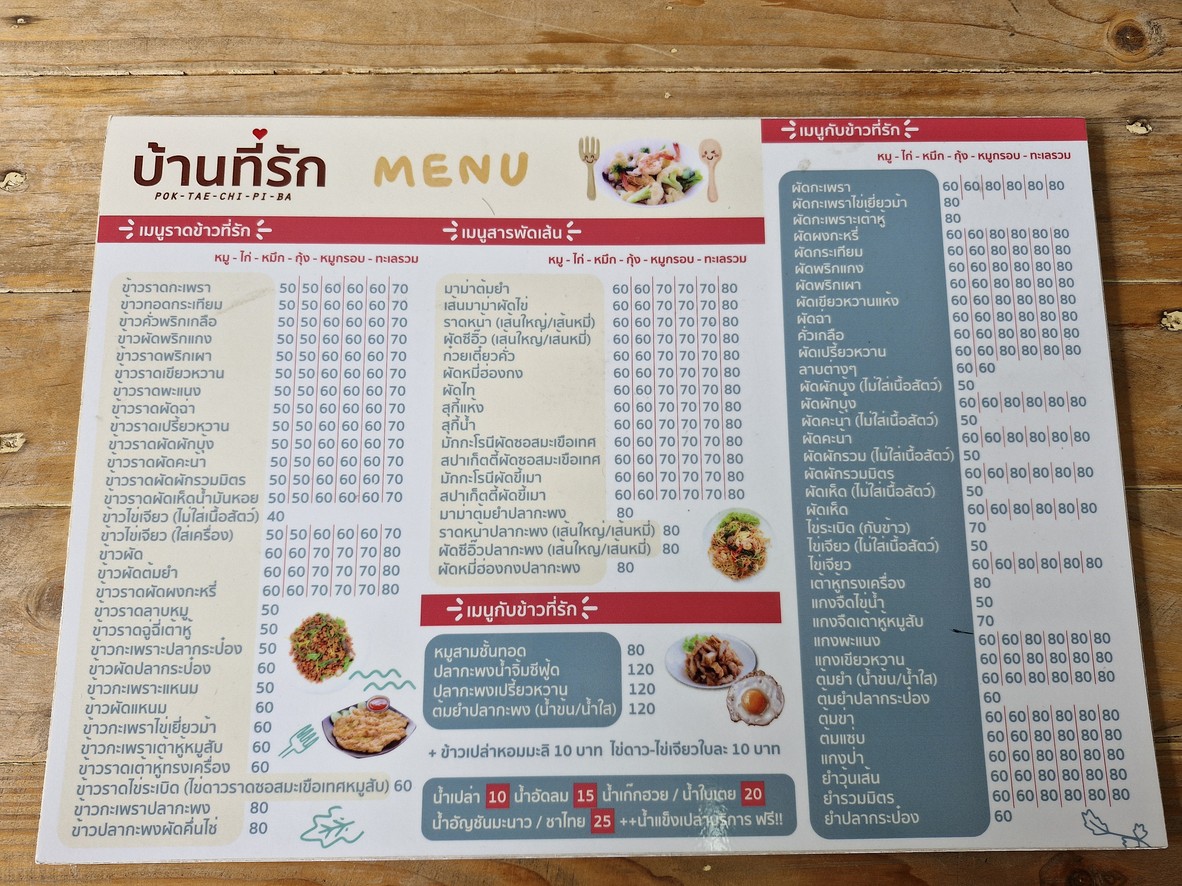 Baan Tee Rak menu 1