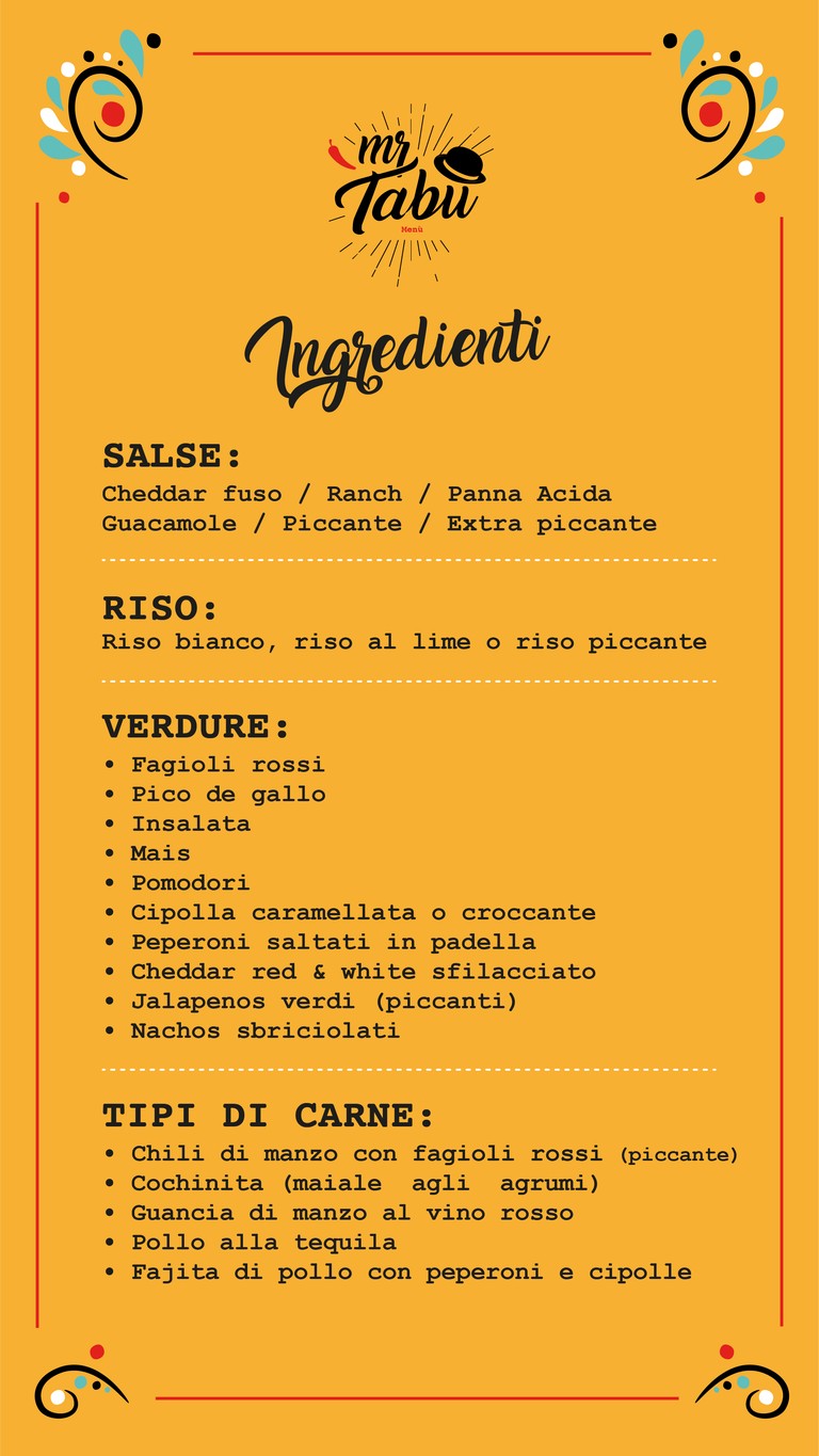 Mr Tabù Centocelle - Tacos e Burritos menu 2
