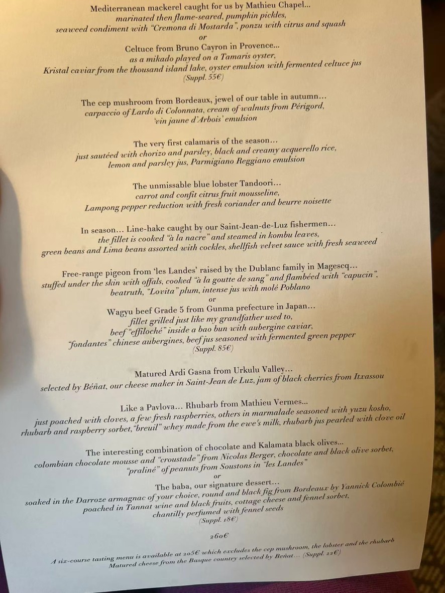 Marsan par Hélène Darroze menu 2