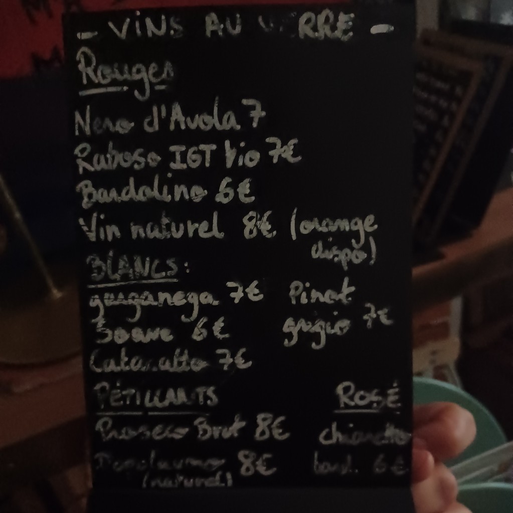 Isola La Cantine Littéraire menu 2