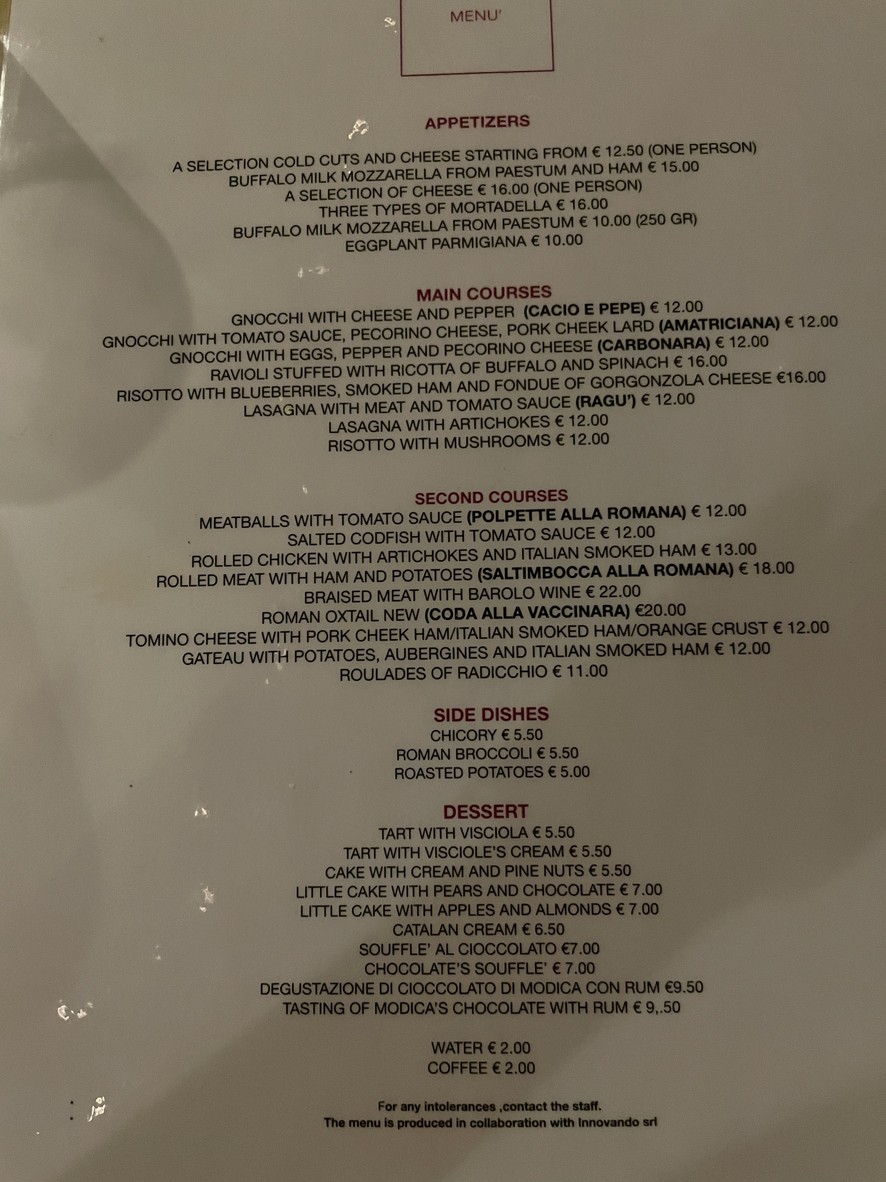 MASTO a Testaccio I Roma menu 1