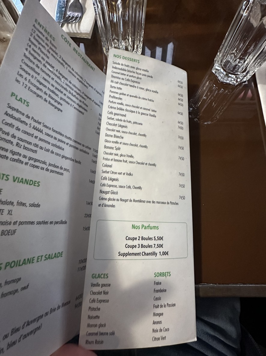 Les Associés menu 3