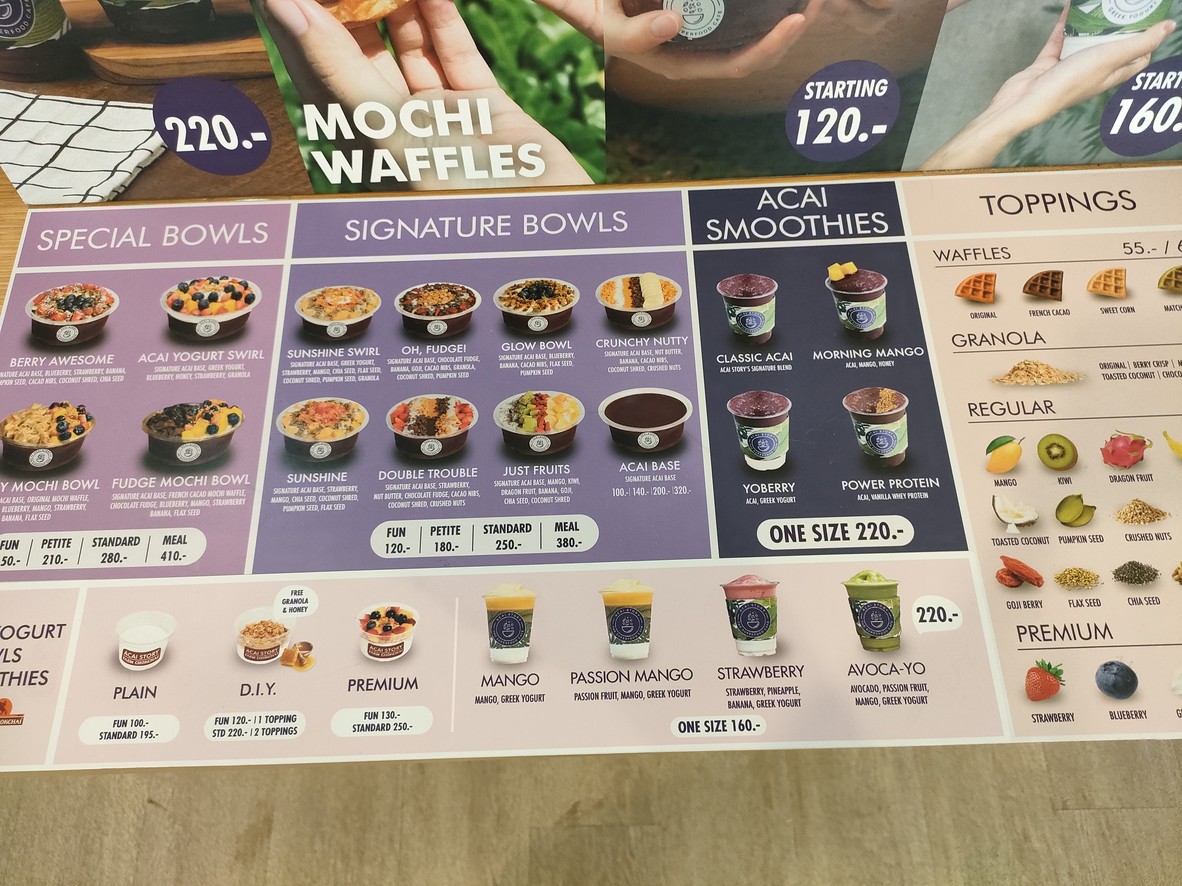 Acai Story - Ekkamai menu 1