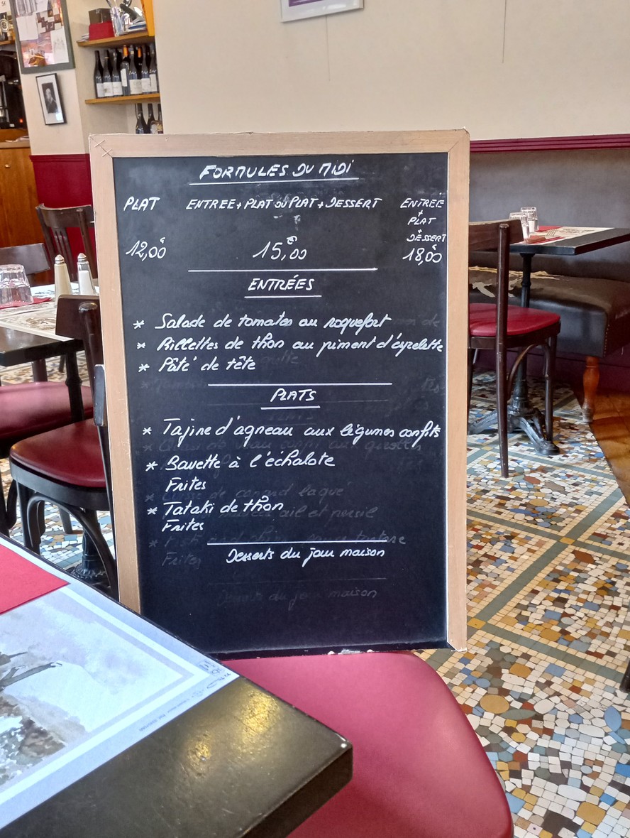 Chez Pradel menu 1