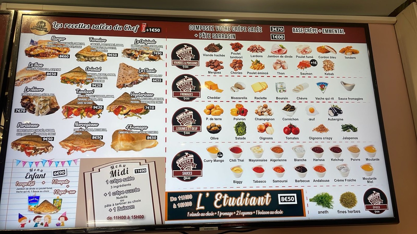 Crepe studio menu 1