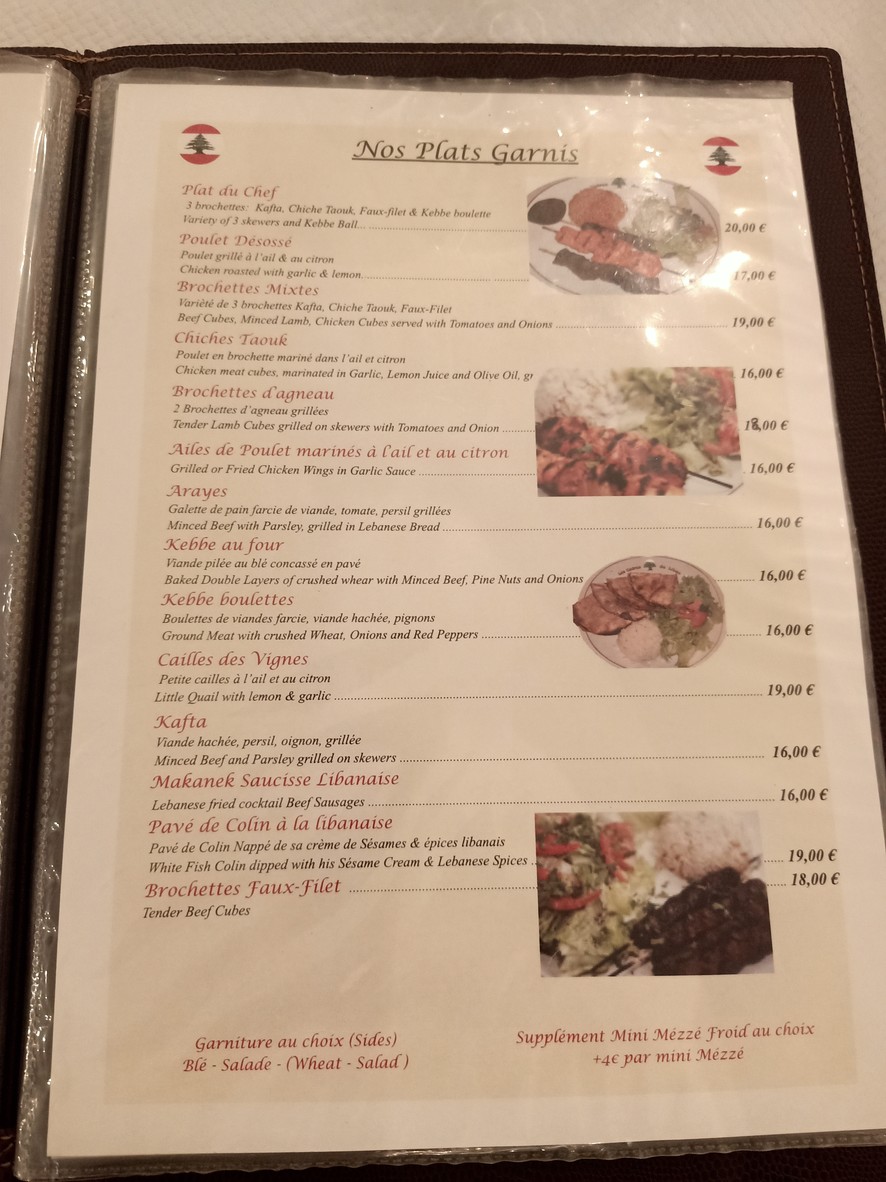Les Vignes du Liban Paris menu 3