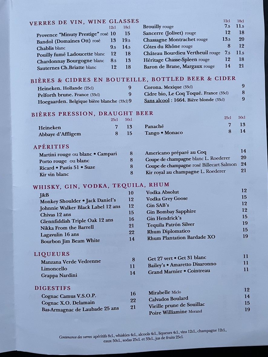 Le Coq menu 3