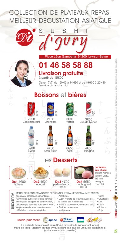 Sushi d'Ivry menu 1
