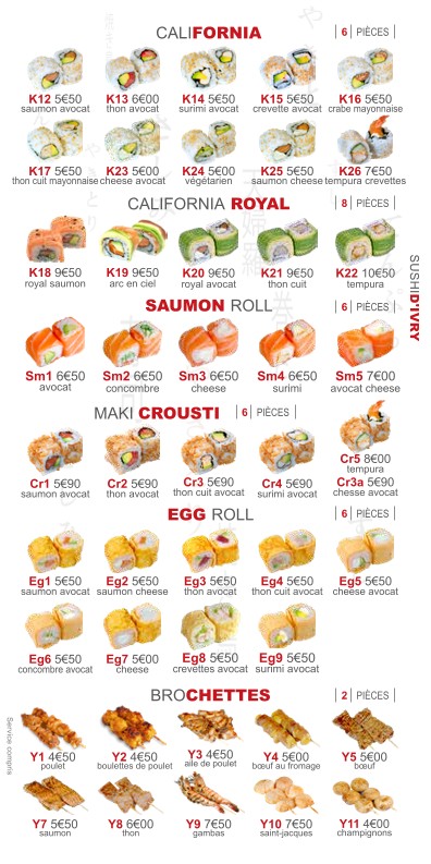 Sushi d'Ivry menu 6