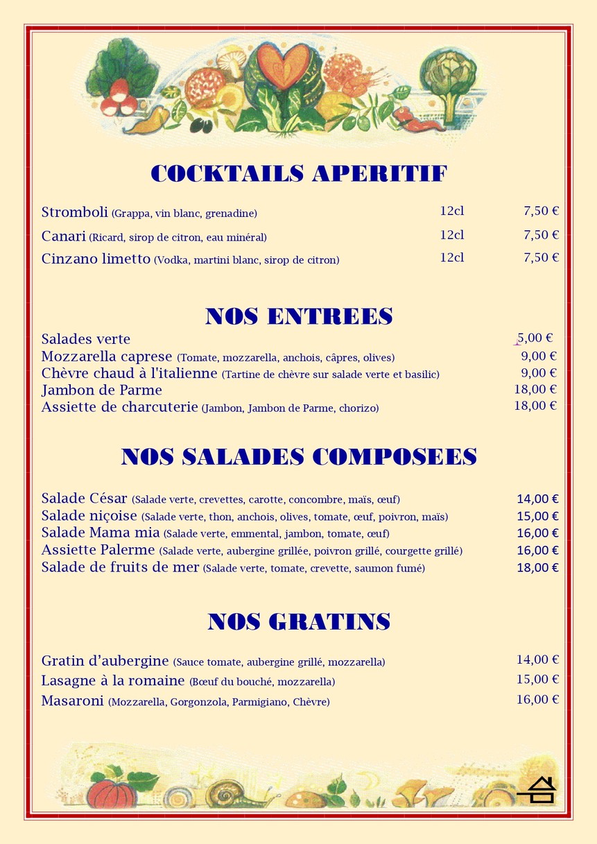 CASALINGO menu 2