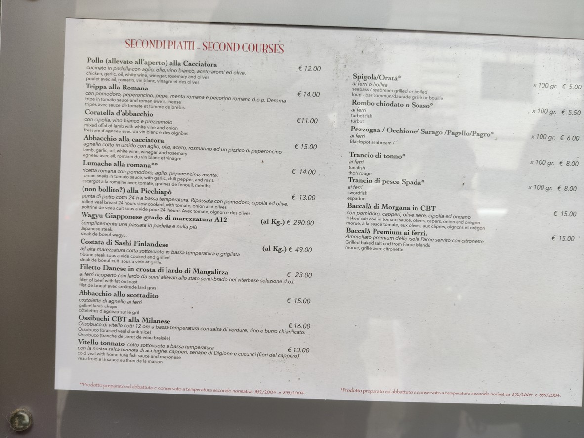 Trattoria Morgana menu 2