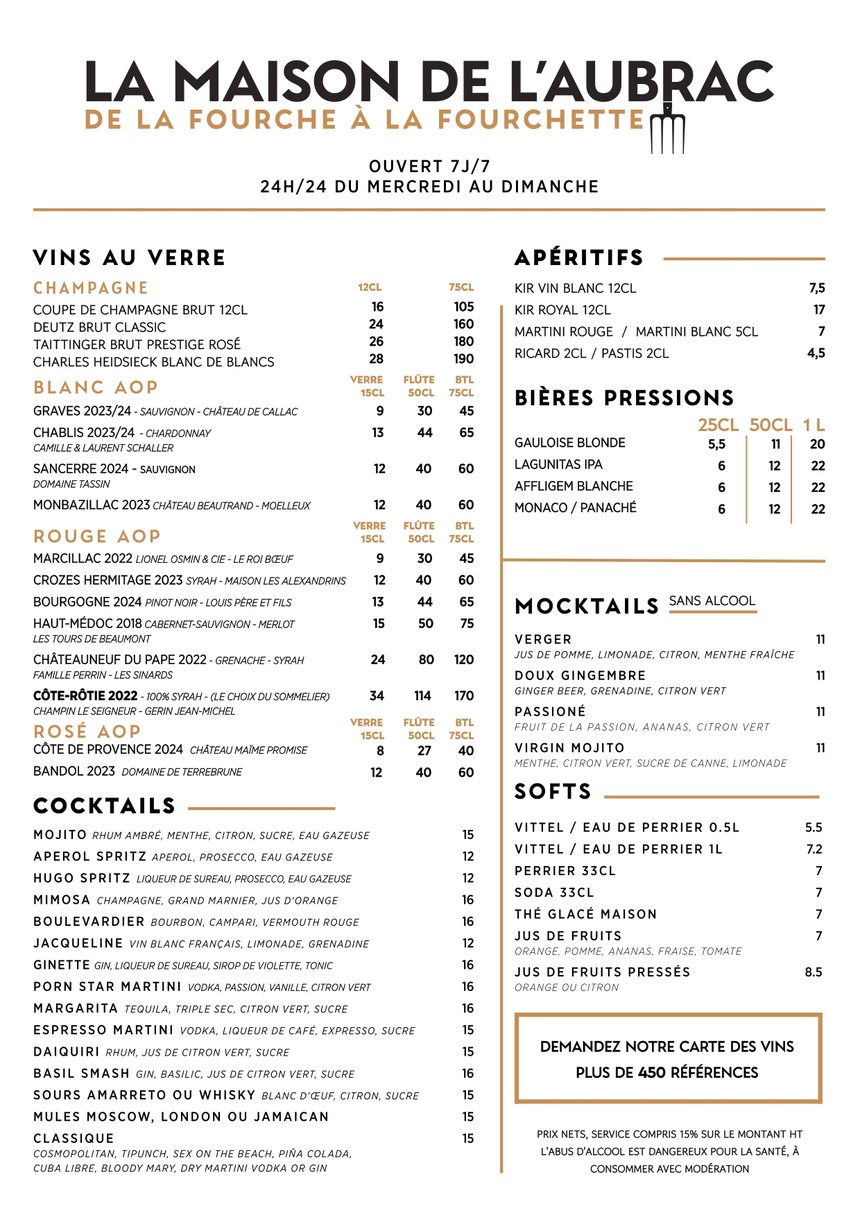 La Maison de l'Aubrac menu 1