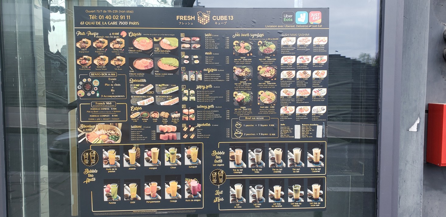 Fresh Cube menu 1