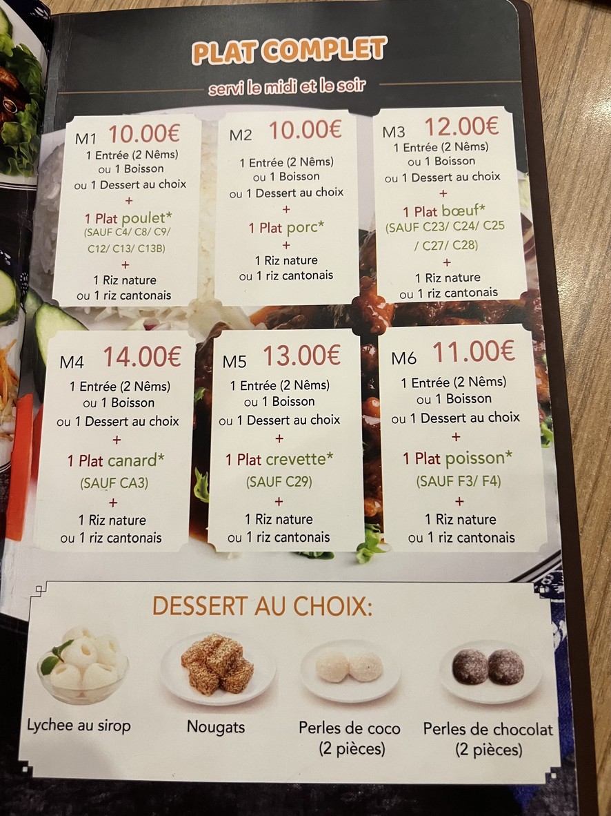 Auberge d'Asie menu 9